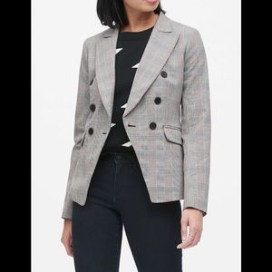 Double breasted plaid blazer